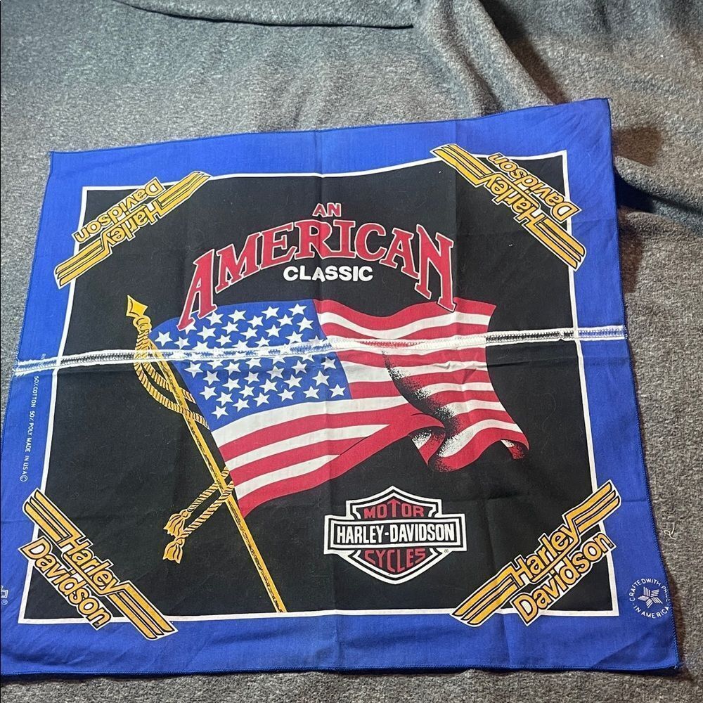 Vintage Harley-Davidson Blue American Flag Bandana